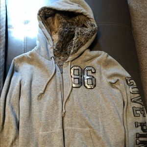 pink victoria’s secret fur jacket size medium